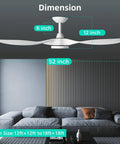Stylish 52 Inch White Ceiling Fan With Three Blades And Built In Light Featuring Slick Finish Hella Powerful Airflow Quiet Operation Remote Control for Room Size 12ft x 12ft to 18ft x 18ft.