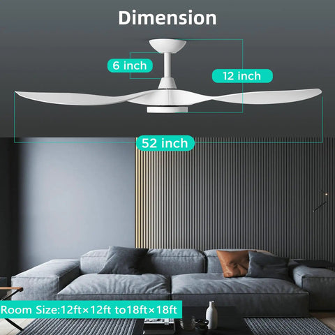 Stylish 52 Inch White Ceiling Fan With Three Blades And Built In Light Featuring Slick Finish Hella Powerful Airflow Quiet Operation Remote Control for Room Size 12ft x 12ft to 18ft x 18ft.