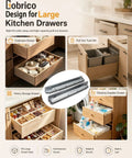 Smooth As Butter Ride Undermount Drawer Slides Soft Close Full Extension Glides in kitchen, showcasing large drawers and pull-out features.
