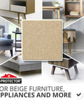 Heavy Duty No Sweat Adhesive Felt Furniture Pads, 20 Pack Of 6 Half Inch Non Scratch Strips on beige furniture.