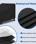 Chaise Lounge Covers Two Pack Waterproof Outdoor Protectors With Windproof Straps showing waterproof black material