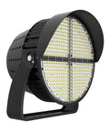 Heavy Duty Led Stadium Light 1200W Pumps Out 162K Lumens With A Hard Hitting 15 Degree Beam, black all-weather floodlamp.