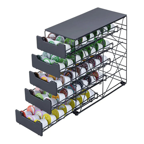Countertop K Cup Holder Organizer With 105 Pod Capacity, 5 Tiers Of Tilted Slots, Keeps Keurig, Mr Coffee And Tea Pods Neatly In Place