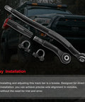Dodge Ram 2500 Front Track Bar 0 To 5 Inch Lift Adjustable Track Rod For 4WD Beefed Up Heavy Duty Suspension Upgrade Forged Steel Zinc Plated With Polyurethane Bushings For Easy Direct Install, front view with bushings