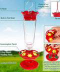 Outdoor Hummingbird Feeder 2 Pack Ant And Bee Proof Clear 10 Ounce With 6 Flower Shaped Ports Hanging Bird Nectar Feeder