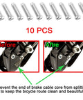 Ten Piece Go To Bicycle Brake And Derailleur Cable Kit showing before and after use on bike components, smooth shifting illustration.