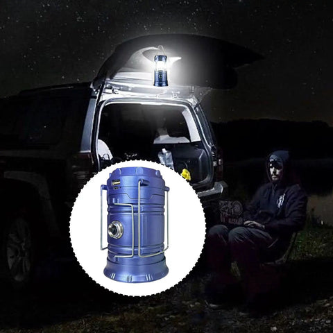 Solar Powered Camping Lantern With Foldable Body And Sturdy Handle, LED Lamp Three Lighting Modes, Waterproof for outdoor use