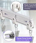 Flexible Bendable Ceiling Curtain Track 16 Ft White Wall Mount Sliding Curtain Rail System With Clips For RV Room Divider And Home Windows, rollers and clips