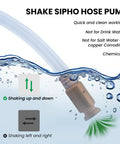 Straight Shooter Gas Siphon Hose Pump With Self Priming Syphon Tube For Fuel Water Diesel Transfer, 10 Foot Heavy Duty PVC Hose in water.