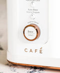 Close-up of control panel on a Smart Drip Coffee Maker With 10 Cup Insulated Carafe WiFi Enabled Voice To Brew Technology Matte White SCA Certified.