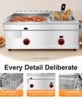 Pro Grade 6L Commercial Gas Deep Fryer With Dual Temperature Control Stainless Steel Fry Basket Countertop Fryer And Flat Top Griddle Cart