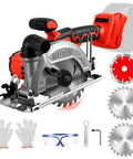 No Frills Hardcore Six Inch Cordless Circular Saw With Brushless Motor And 6200 Rpm Speed Smashes Wood Metal Tile Quick Reliable Match For Milwaukee M18 18v Batteries Tool Only Edition with accessories like goggles and gloves.