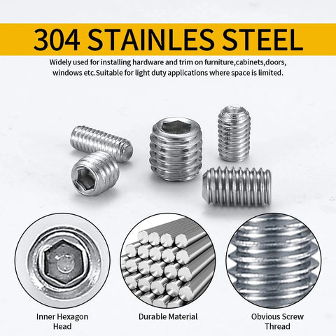 Stainless Steel Socket Head Screw Set 300 Pcs Allen Hex Cap Screws Kit With Metric M3 M4 M5 M6 M8 Sizes Grub Screws