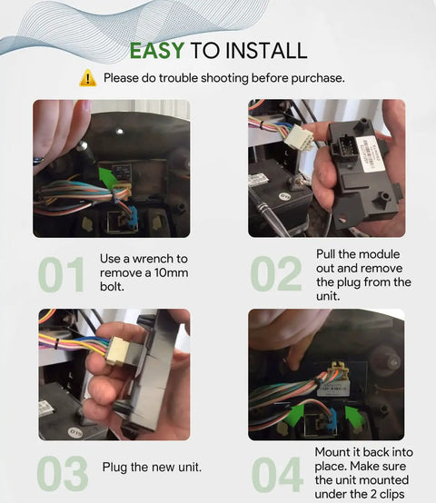 Installation steps for Electronic Control Unit Module For Lawn And Garden Tractors And Equipment X300-X590, plug and play.