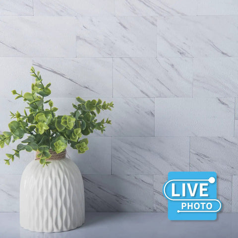 Just Peel And Stick Subway Tile Backsplash Kit 3x6 Inches Durable White Granite For Kitchen And Bathroom Easy DIY Waterproof Heat Resistant Stain Resistant Anti Scratch High Impact Color Fadeless Cleanable with plant decor