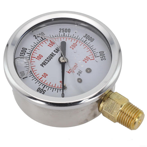 Heavy Duty Industrial Stainless Steel Hydraulic Oil Pressure Gauge With Glycerin Filled, IP67 Waterproof, Side View