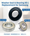 Premium Washer Tub Bearing And Seal Kit For Front Load Washers showing two bearings and one seal for Samsung models.