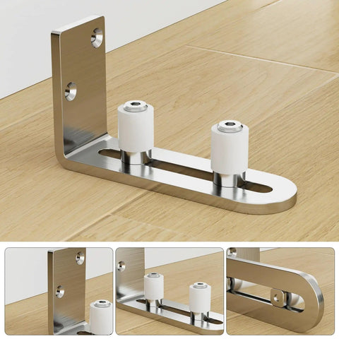 Stainless Steel Barn Door Floor Guide With Adjustable Ball Bearing Bottom Guide Wall Mount For Smooth Sliding Non Scratch