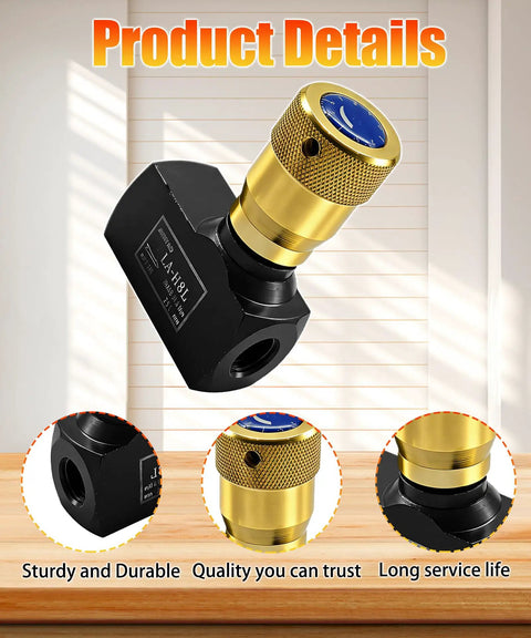 Heavy Duty Hydraulic Flow Control Needle Valve for Single Direction Shutoff, 5000 PSI, Carbon Steel, NPT, Three Eighths Inch Ports