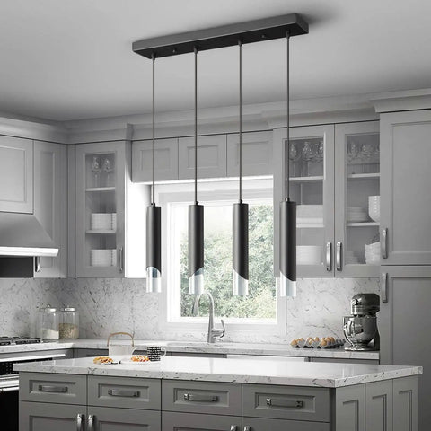 Cool Three Light Modern Pendant Light Fixture For Kitchen Island With Dimmable LED Black Minimalist Hanging Lights For Dining Room And Kitchen Adjustable Height Easy Install