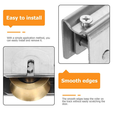Heavy Duty Sliding Door Roller Replacement Kit With Double Bearings For Whisper Quiet Wardrobe And Patio Glides, showing easy installation and smooth edges.