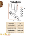 Size diagram of Medieval Leather Sword Frog Holster For Dagger Rapier And Sabre Props Adjustable Handcrafted LARP Accessory