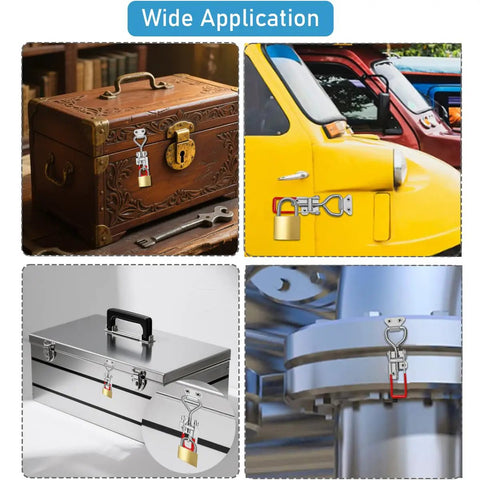 Various applications of the 304 Stainless Steel Adjustable Toggle Latch with Lockhole for securing different items