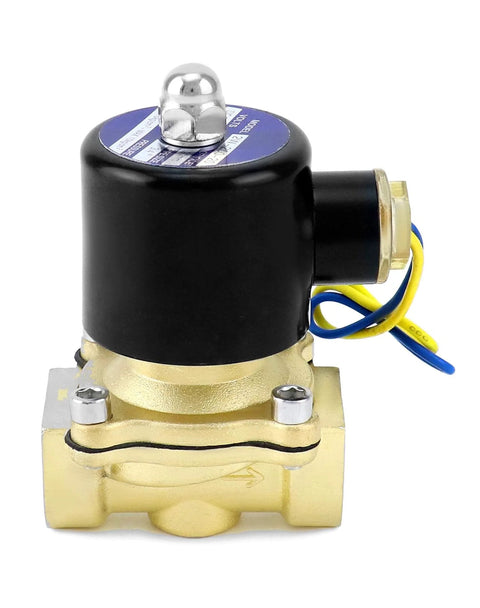 Three Quarters Inch Brass Solenoid Valve With Seals, 12V DC, Normally Closed, Fast Response For Air And Fuel Control, Front View