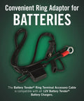 Ring Terminal Harness Cable With SAE Quick Disconnect 18 Inch Cord Adapter For 12V Battery Chargers Easy Quick Connect For Motorcycles Cars ATVs And More Go To Charge Accessory, black 16 AWG with ring terminals