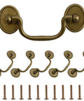 Six Piece Antique Drop Bail Handle Pulls For Cabinets And Dressers, Zinc Alloy Hardware, Easy To Install, Vintage Mission Style Cabinet Door Pulls, Replacement Furniture Pulls For Kitchen Cabinets And Furniture shown with screws.