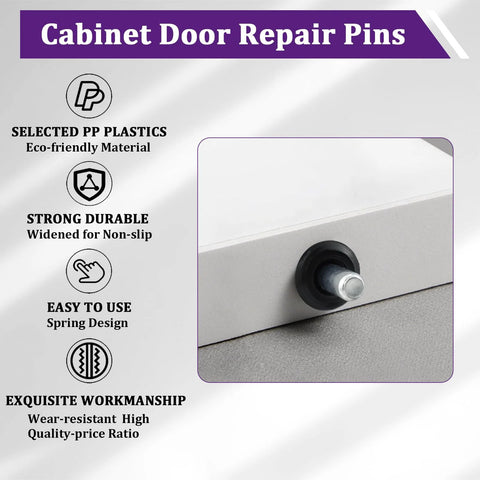 Close-up of Spring Loaded Cabinet Door Repair Pins 24 Pack for Damper Replacement Pro Grade Anti Slip Telescopic Door Pins