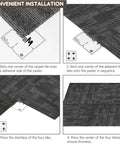 Installation steps for Heavy Duty Commercial Carpet Tiles 24 By 24 Inches Grippy Non Slip Square Floor Tiles with FlexLok Tabs.