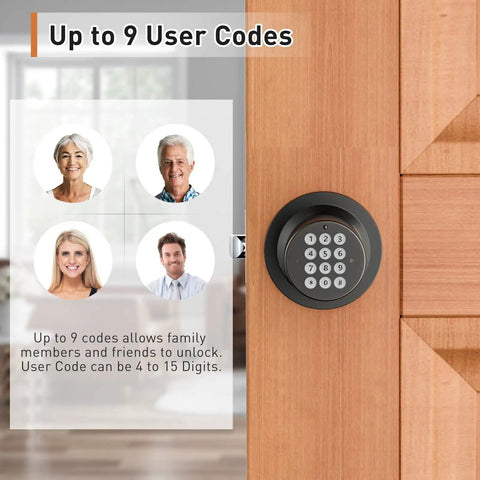Keyless Entry Door Lock With Keypad And Smart Code, easy install door knob, mute mode, display showing 9 user codes