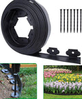 2 Inch Garden Edging Kit, 40 Ft Black Landscape Border with stakes and pruning shears, defining lawn and flower bed boundaries