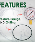 Pressure gauge and O-ring for VariFlo Top Mount Multiport Valve Six Way Replacement for Pool Sand Filters Compatible With Hayward Pro And VL Series Inground And Aboveground Pools One Point Five Inch FIP Ports SP0714T.