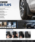 Heavy Duty Car Mud Flaps For Tesla Cybertruck 2024 ABS Plastic Splash Guards, showcasing installation guide and all-weather protection.
