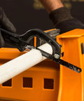 Light Duty 10 Inch Mini Hacksaw With One Handed Grip And Thumb Rest Ergonomic Handle cutting white plastic pipe