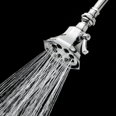 Old School Vintage 8 Jet Shower Head With 1.75 GPM Flow, Solid Brass Construction, 64 Customizable Sprays, Polished Chrome