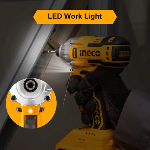 20V Cordless Brushless Impact Driver Set with LED work light in use