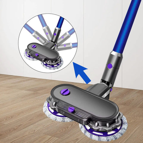 Electric Cleaning Mop Head For V7 V8 V10 V11 Cordless Vacuums Wet Dry Mop Attachment with rotating pads on hardwood floor