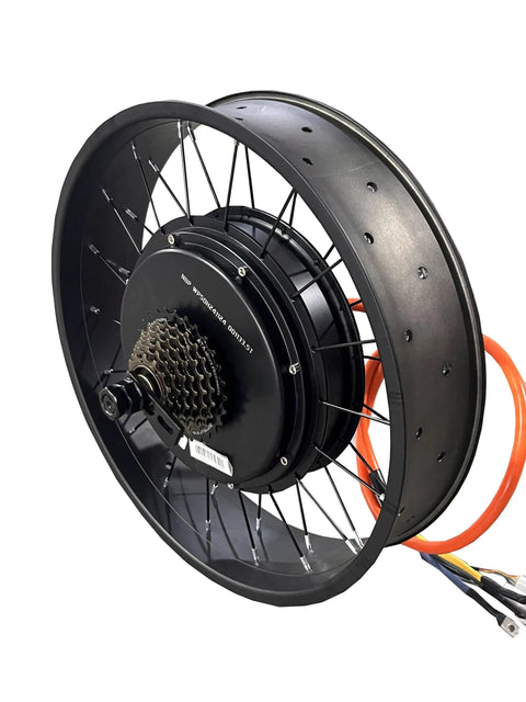5000W Fat Bike Hub Motor Wheel for Electric Bicycle Ebike, 72V Brushless Rear Motor, 190mm Dropout