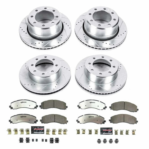 PowerStop front and rear drilled and slotted brake rotors with carbon ceramic pads and hardware for Ram 2500 2019-2024 (K8640-36)