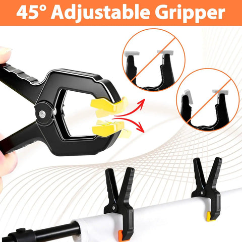 Hella Durable Plastic Spring Clamps 18 Pack 3.5 Inch Black Grip Clips showing adjustable grip for secure material holding.