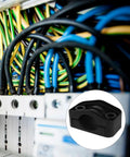 Heavy Duty Black Cable Clamp Snaps On Fast To Secure High Voltage Wires And Electrical Connectors on messy cables during installation.