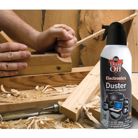 Compressed Gas Cleaning Duster 152a 10 Oz Can 3 Count with Bitterant for desktops and woodwork dust removal scene