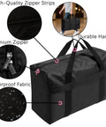 Extra Large Moving Bags With Strong Zippers And Carrying Handles, Heavy Duty Duffle Storage Bags for Moving, waterproof fabric