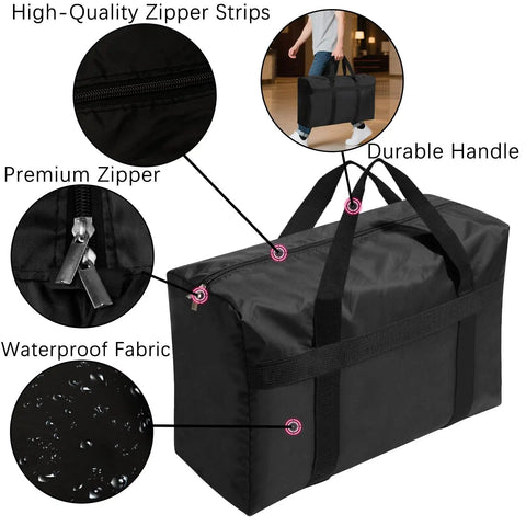 Extra Large Moving Bags With Strong Zippers And Carrying Handles, Heavy Duty Duffle Storage Bags for Moving, waterproof fabric