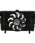 Direct Swap Cooling Fan Assembly For Tesla Model Y 2020 Through 2024 Radiator Fan Single Blade, front view showcasing black plastic housing.