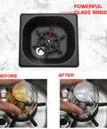 Automatic Pitcher Rinser And Glass Cup Washer In 304 Stainless Steel showing powerful rinser mechanism and before-after rinse results.