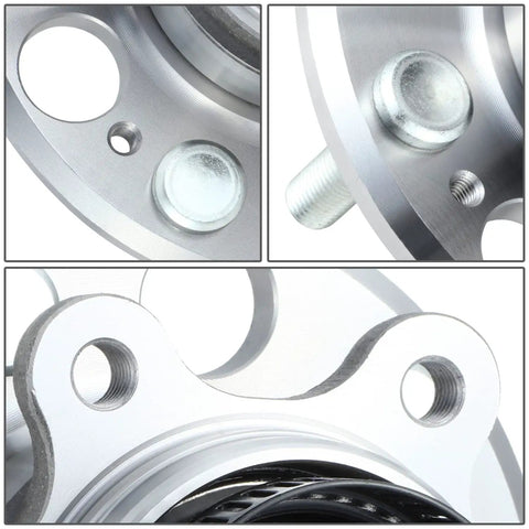 Close-up of Factory Style Rear Wheel Bearing Hub Assembly for Hyundai Elantra 2007 to 2012, bare steel design.